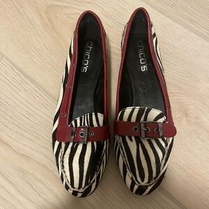 Chicos Zebra and Red Loafers 6.5